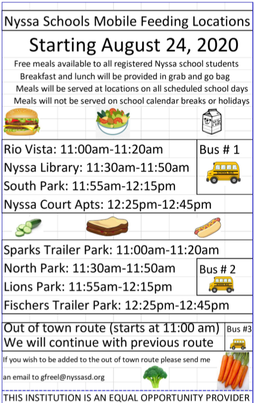 Nyssa Schools Mobile Feeding Locations