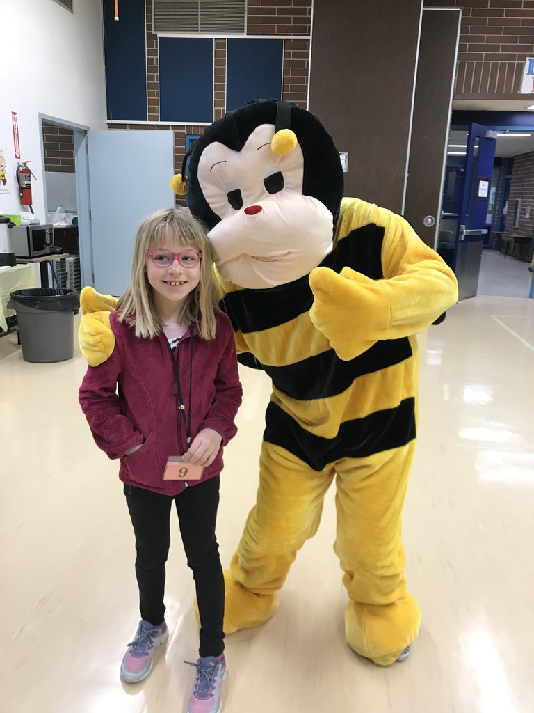 Student and Bee Mascot