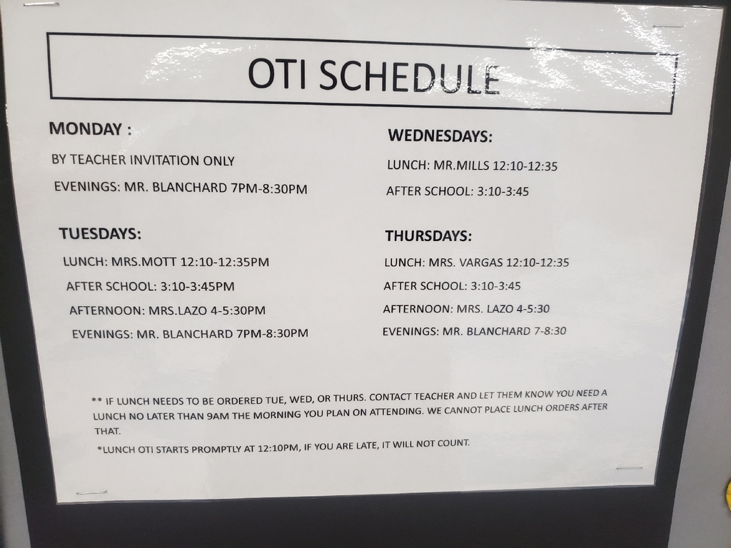 OTI schedule